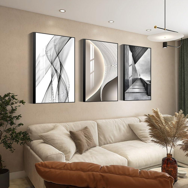 SUCSACEK Decorative Wall Art Prints 3 Panels Abstract Painting for Living Room, Bedroom, Dining Room, Kitchen, Bathroom, Office, Home Decor (Gray)