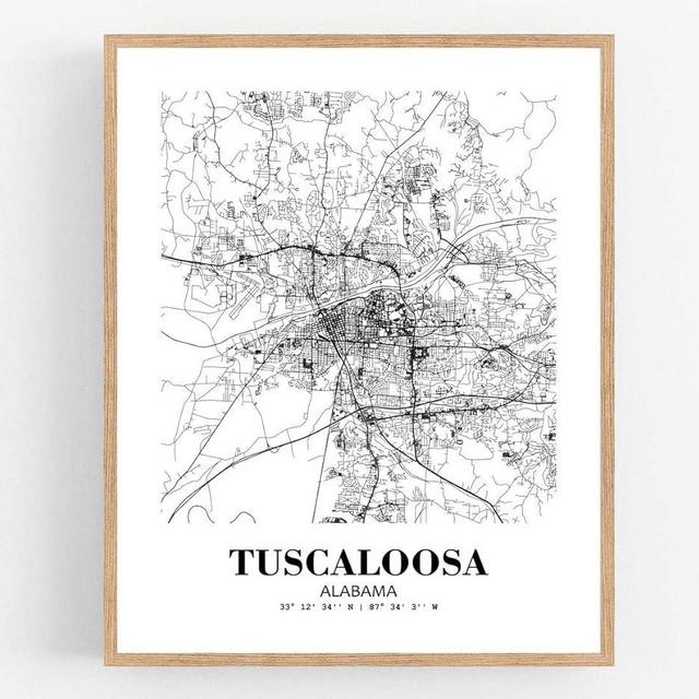 Eleville 8X10 Unframed Tuscaloosa Alabama City View Abstract Road Modern Map Art Print Poster Wall Office Home Decor Minimalist Line Art Hometown Housewarming wgn523