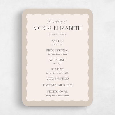 Beige Rounded Wedding Program - Spencer