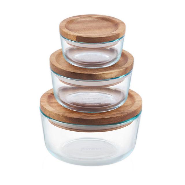Pyrex® 7 Cup Food Container Set in Wood