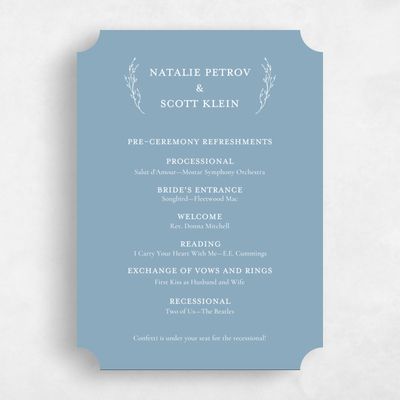 Blue Ticket Wedding Program - Normandy