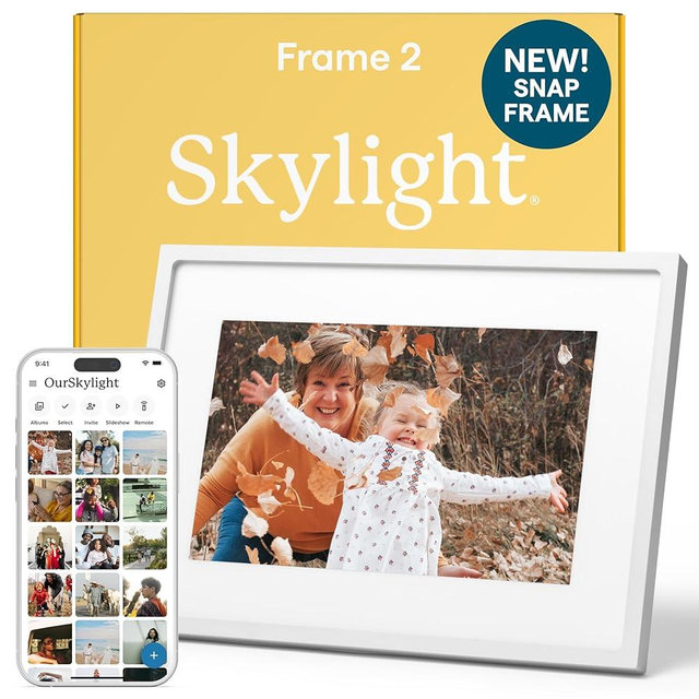 Skylight Digital Picture Frame 2 – 10" Full HD Wi-Fi Touch Screen, 16GB Digital Photo Frame, Load Photos & Videos Directly from Phone, Anti-Glare – Ideal for Personalized Gifting, Classic White