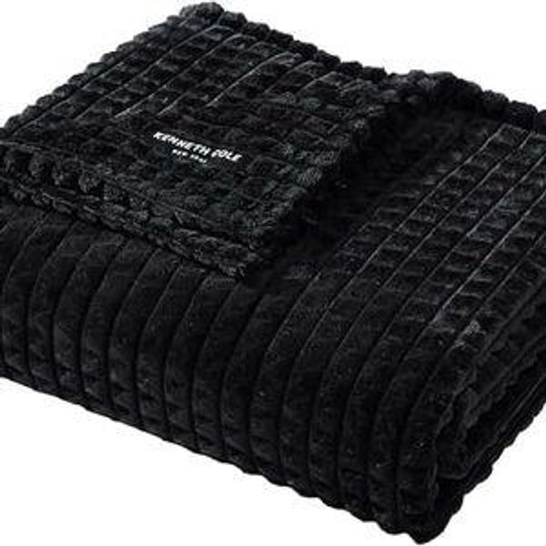 Kenneth Cole - Throw Blanket, Textured Jacquard - Black