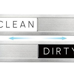 Stainless Steel Dishwasher Magnet Clean Dirty Sign - Premium Magnetic Signs That Say Clean/Dirty - Optional Sticker Adhesive for Non-Metal Surface Dish Washers - Black & White Minimalistic Style