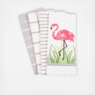 Pantry Flamingo Kitchen Dish Towel, Set of 4