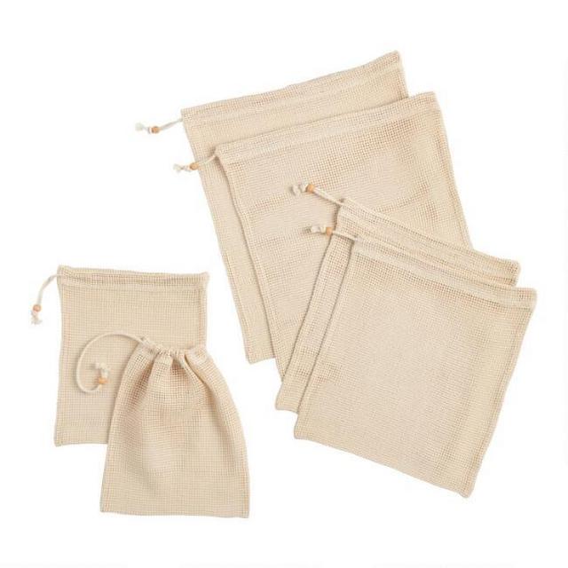 Organic Cotton Mesh Produce Bags 6 Pack