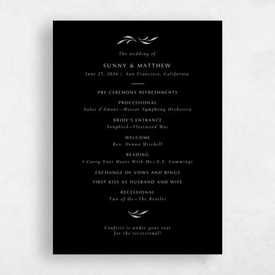 Black Wedding Program - Clairemont