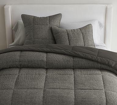 Ebony Belgian Flax Linen Waffle Comforter, King