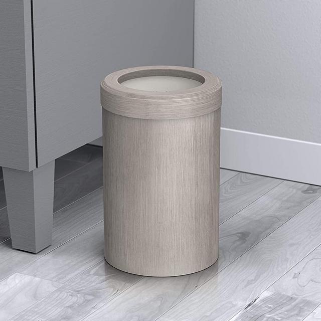 Gatco 1910W Modern Round Waste Basket, Wood Grain