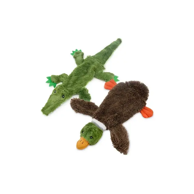 Best Pet Supplies 2-in-1 Fun Skin Stuffless Squeaky Dog Toys - 1Wild Duck, Alligator, Large