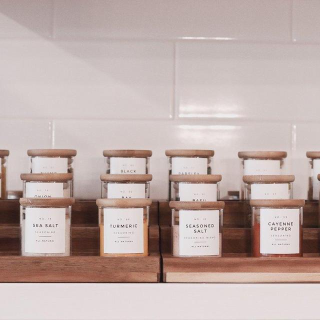 Glass Spice Jars w/ Wood Lid