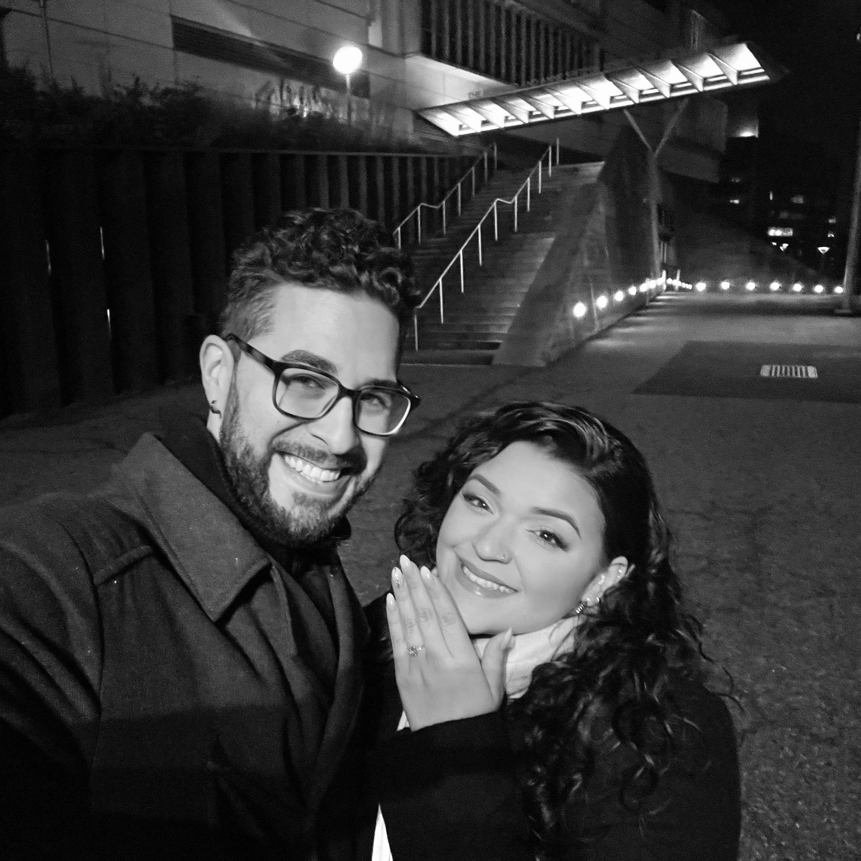 The joyous moment after we got engaged in December 2023