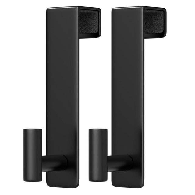 PMMASTO 2-Pack Over The Door Hooks - Rustproof Stainless Steel Door Hangers for 1-3/4 Inch Doors, Non-Marking and Tool-Free Easy Install​​ (Black, T Shape-Fits 1-3/4" Thick Door)
