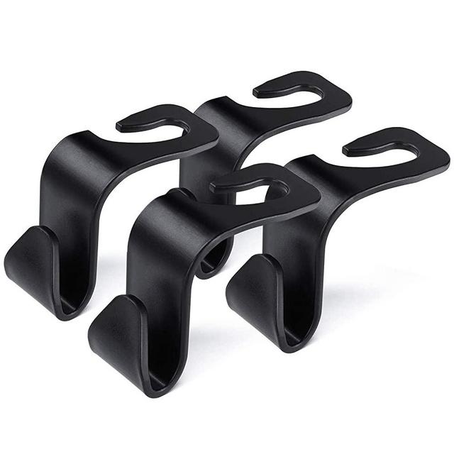 Houseday Car Seat Headrest Hooks for Car - Back Seat Organizer Hanger Storage Hook, Car SUV Black, Purse Hook for Car Handbag Clothes Umbrellas Coats Grocery Bags & More!（ 4 Pack）