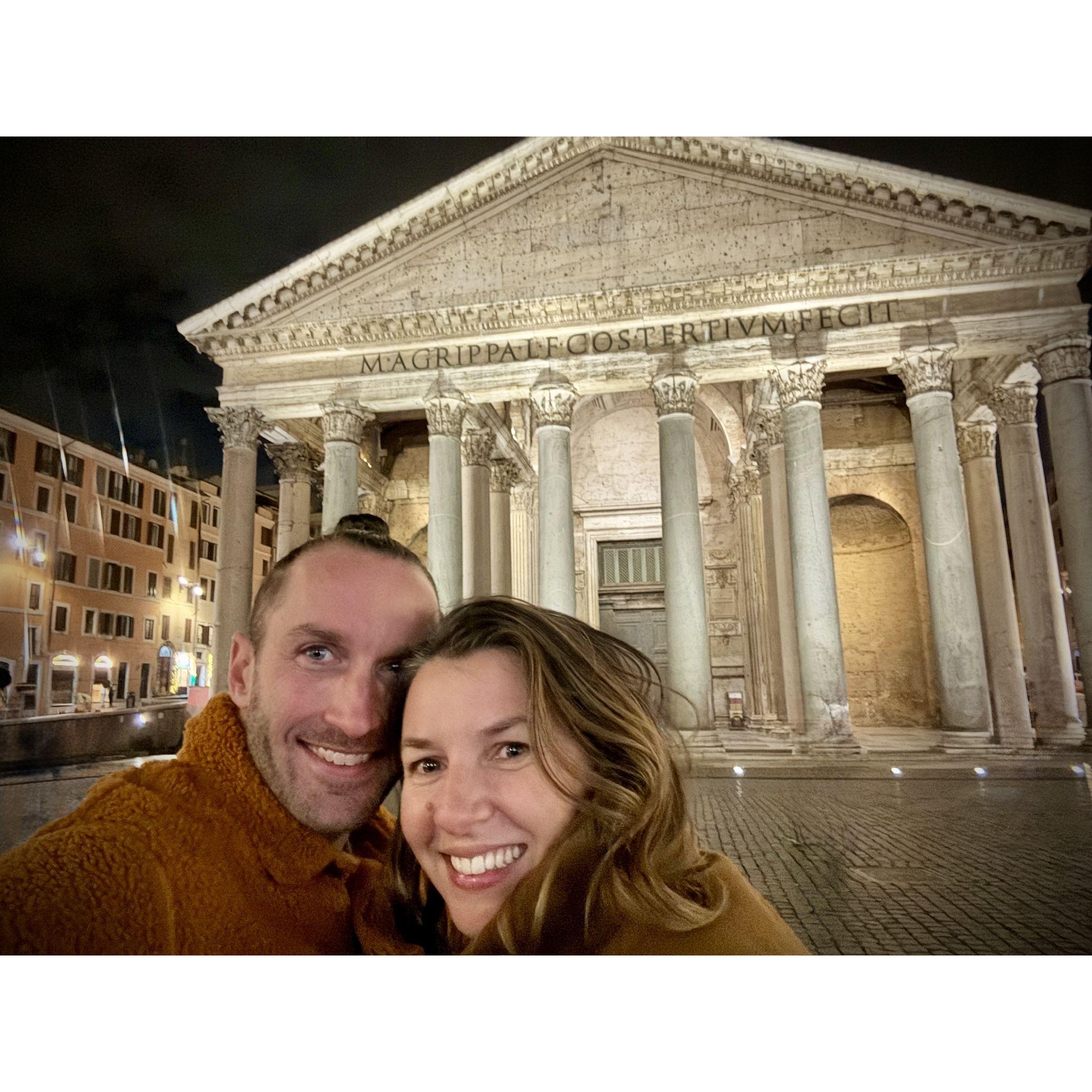 Julia was in London for work and Sean flew out to Rome to meet Julia. Julia arrived on a Friday night and he met her in front of the Pantheon (their favorite place) and wasted no time to propose.
