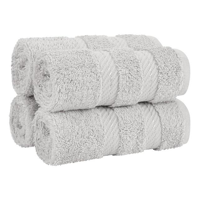 American Soft Linen Luxury Washcloths for Bathroom, 100% Turkish Cotton Washcloth Set of 4, 13x13 in Soft Washcloths for Body and Face, Wash Rags for Kitchen, Baby Washcloths, Silver Grey Washcloths