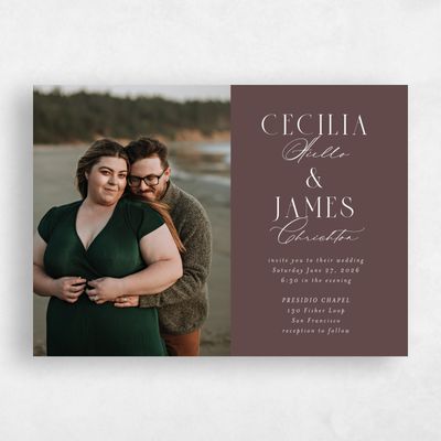 Chocolate, Brown Wedding Invitation - Shahira Photo