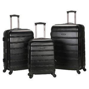 Rockland Melbourne 3pc Expandable ABS Spinner Luggage Set - Black