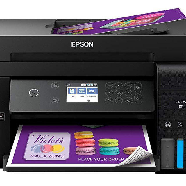 Epson WorkForce ET-3750 EcoTank Wireless Color All-in-One Supertank Printer with Scanner, Copier and Ethernet