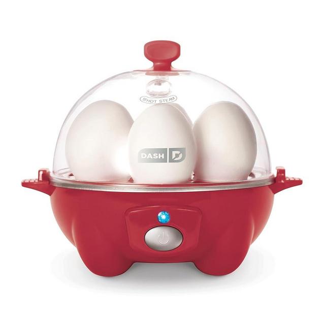 DASH Rapid Egg Cooker: 7 Egg Capacity Electric Egg Cooker for Hard Boiled Eggs, Poached Eggs, Scrambled Eggs, or Omelets with Auto Shut Off Feature - Red