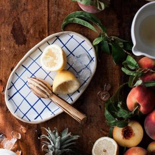 Check Painted Oval Platter