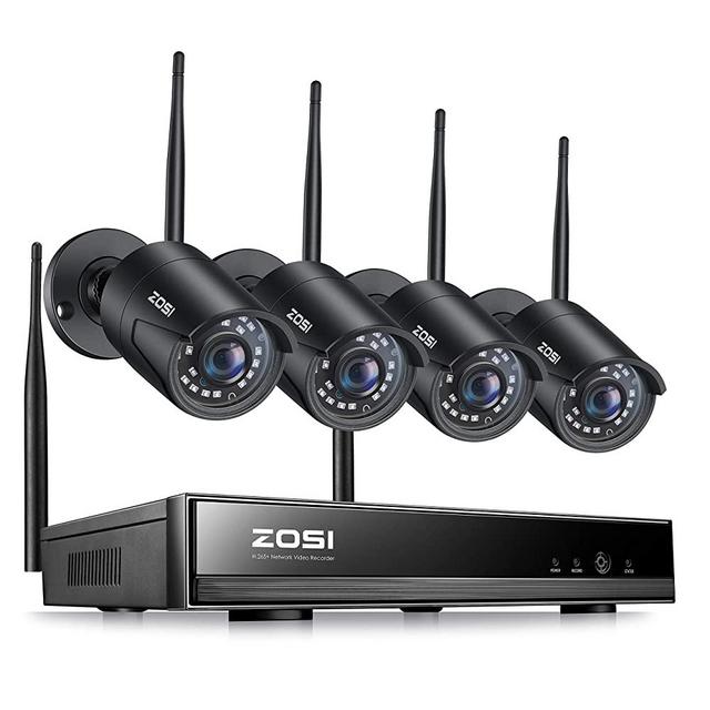 ZOSI 1080P Wireless Security Camera System, H.265+ 8 Channel 2MP CCTV NVR Recorder and 4pcs 1080P Auto Match WiFi IP Camera Outdoor Indoor,Night Vision,Motion Alert, Remote Access (No Hard Drive)