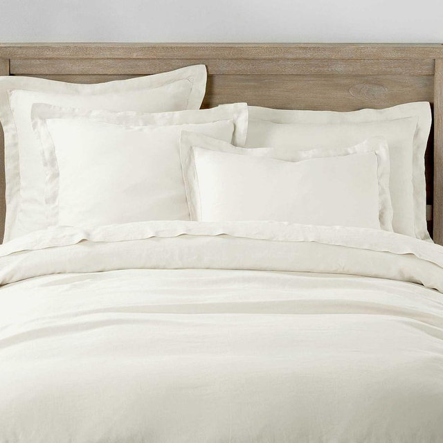 Belgian Flax Linen Duvet Cover, Full/Queen, Classic Ivory