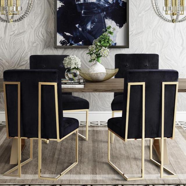 Alvaro 5 Piece Dining Set - Table and 4 of 6 Black Chairs