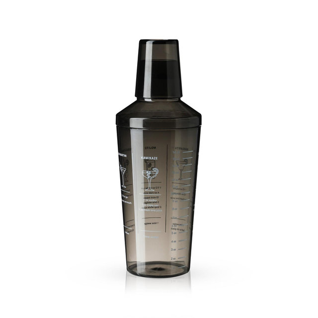 True Smoke Recipe Shaker, Tinted Plastic Cocktail Shaker, Includes 7 Drink Recipes with Measurements, Gray Finish