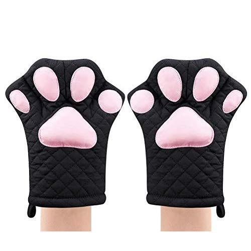 Feb.7 Oven Mitts,Cat Design Heat Resistant Cooking Glove Quilted Cotton Lining- Heat Resistant Pot Holder Gloves for Grilling & Baking Gloves BBQ Oven Gloves Kitchen Tools Gift Set BBQ,Microwave
