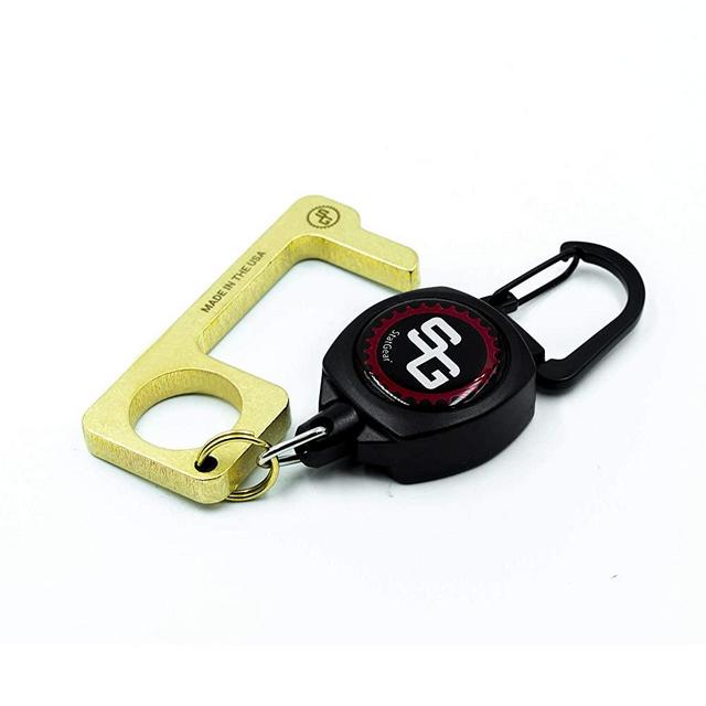 Bundle - Hygiene Hand U.S. Made Brass Door Opener & Stylus with Retractable Keychain Carabiner