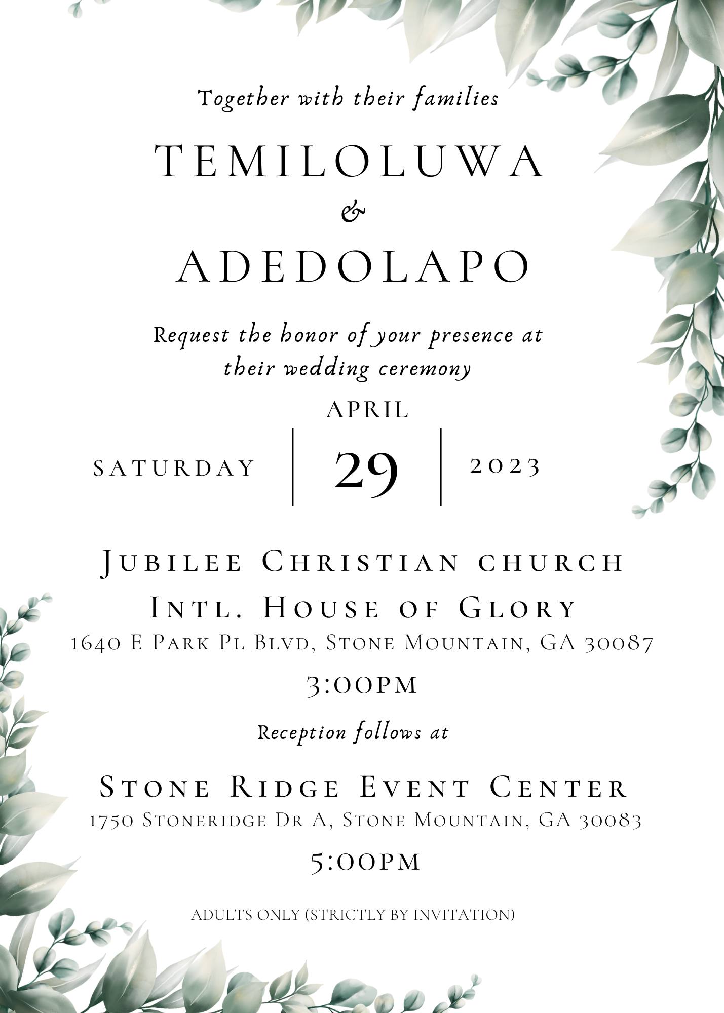 The Wedding Website of Temiloluwa Ojo and Adedolapo Lawal