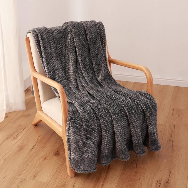 50"x70" Oversized Honeycomb Velvetloft Throw Blanket Gray - Berkshire Blanket & Home Co.