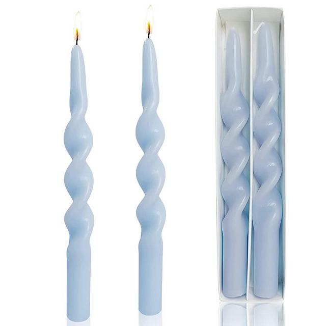 Twisted Taper Candle Light Blue Spiral Candlesticks 10 Inch Unscented Handmade Dinner Candles Set for Holiday Wedding Party Christmas Home Decoration…