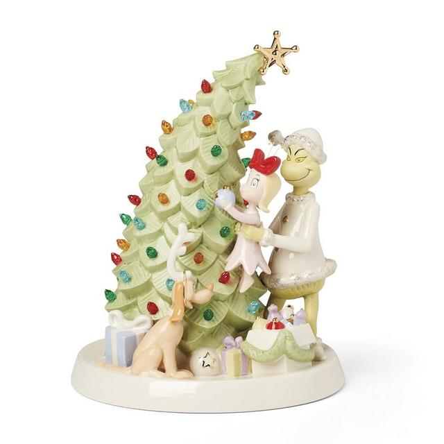 Lenox 896417 Merry Grinchmas Trimming The Tree Light-Up Figurine, Christmas & Holiday Decor