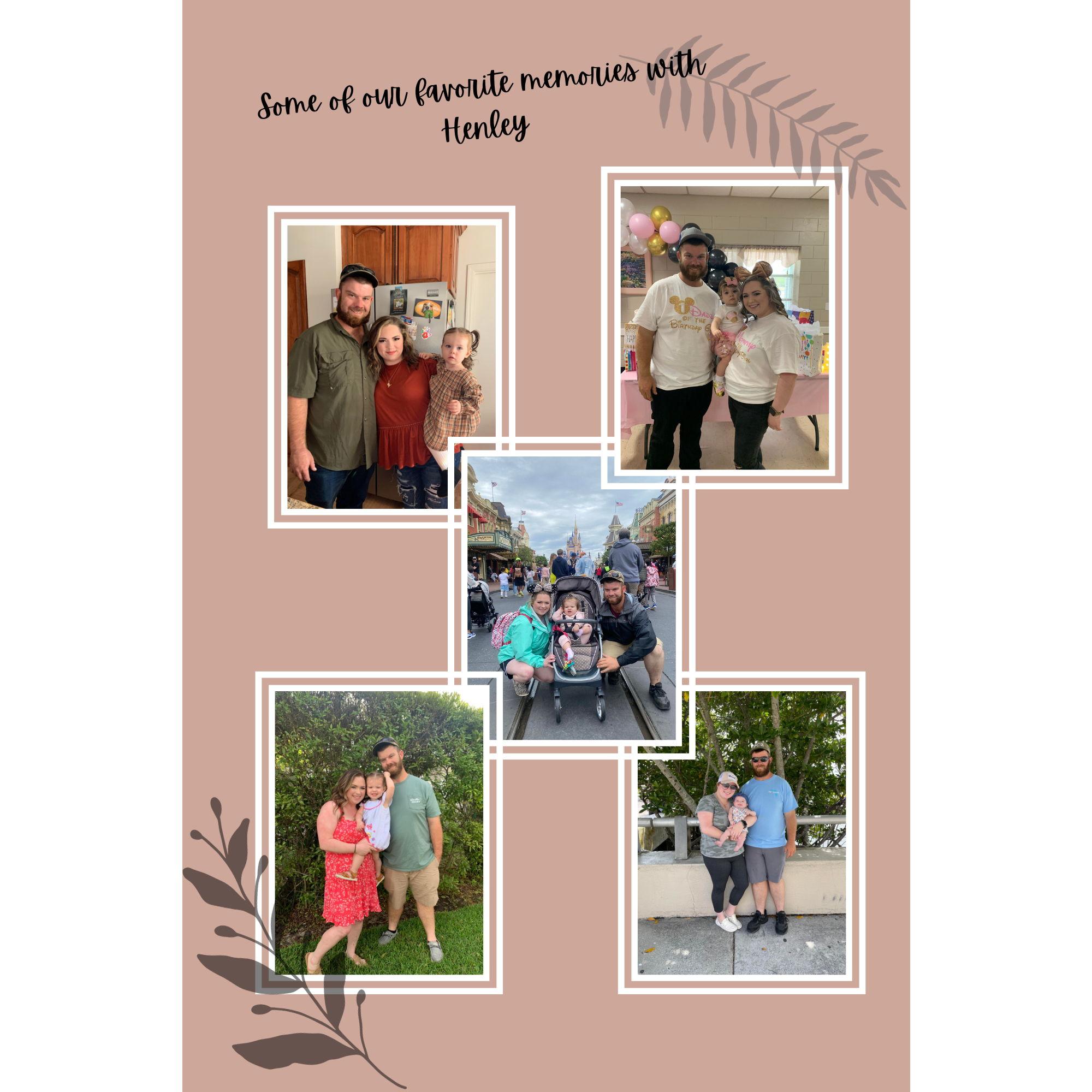 Upper Left - Thanksgiving 22, Upper Right - Henleys 1st Birthday, Middle - Henleys First Disney Trip, Lower Left - Easter 23, Lower Left - May 21 New Parents
