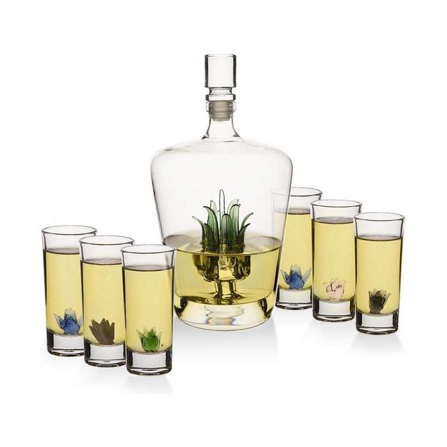 The Wine Savant Tequila Decanter & Shot Glasses, 7 Piece Set