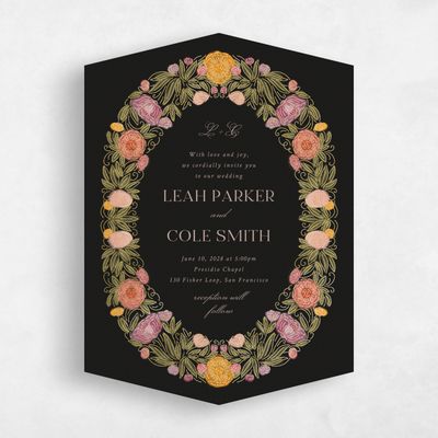 Black Diamond Wedding Invitation - Isolde Portrait Foil