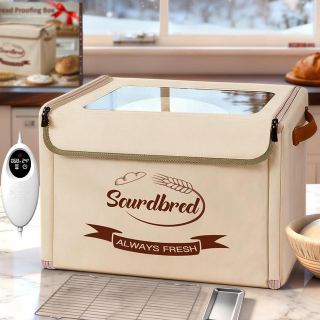 Folding Bread Proofing Box, Dough Proofer 68-104°F Temp Control & 48H Timer, Sourdough Starter Warmer with Metal Rack, Foldable Proofing Basket for Baking Pizza Yogurt Kombucha Soften Butter Choc