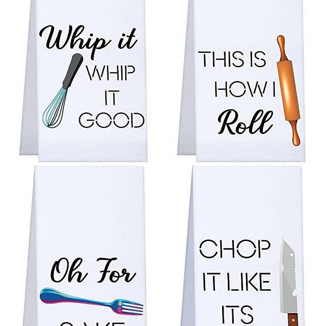 Baking Microfiber Towels Set of 4, Housewarming Gifts for New Home, Tea  Towels for Kitchen Funny, Mom Kitchen Gift, Wedding Kitchen, Funny Dish  Towels