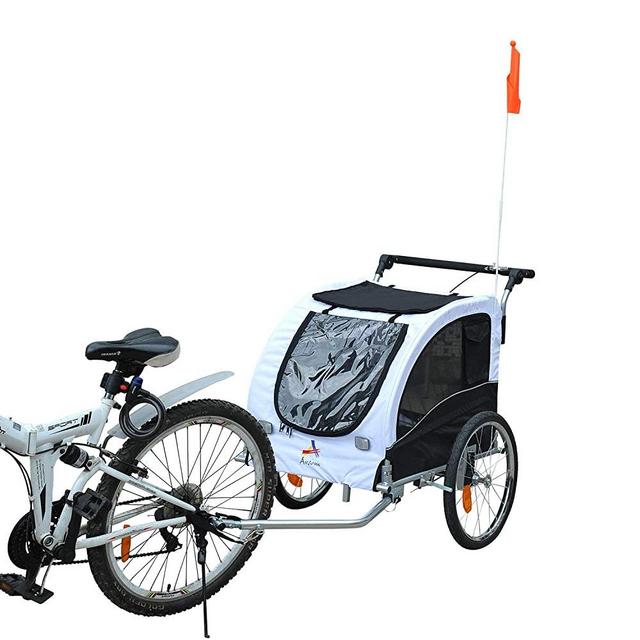 Aosom Elite II 2-in-1 Pet Dog Bike Trailer and Stroller with Suspension and Storage Pockets
