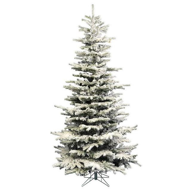 Perfect Holiday 5' Pre-Lit Flocked Slim Christmas Tree with Warm White LED Lights
