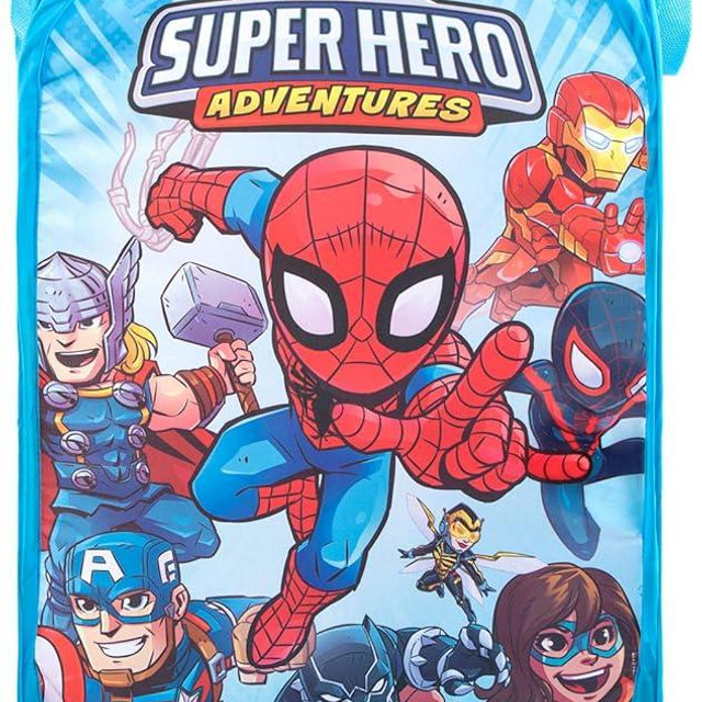 Jay Franco Marvel Super Hero Adventures Pop Up Hamper - Mesh Laundry Basket/Bag with Durable Handles - Features Spiderman, Iron Man, Captain America & Thor (Official Marvel Product)
