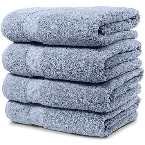 Maura 4 Piece Bath Towel Set. Extra Large 30"x56" Premium Turkish Towels. Thick, Soft, Plush and Highly Absorbent Luxury Hotel & Spa Quality Towels - Serenity Blue