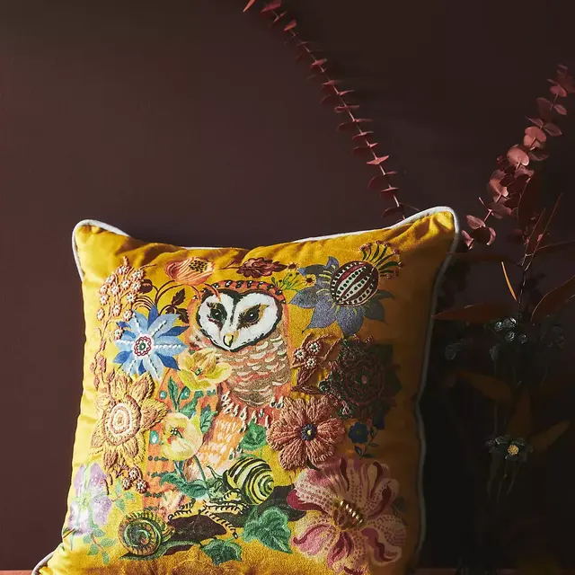 Nathalie Lete Embroidered Velvet Pillow