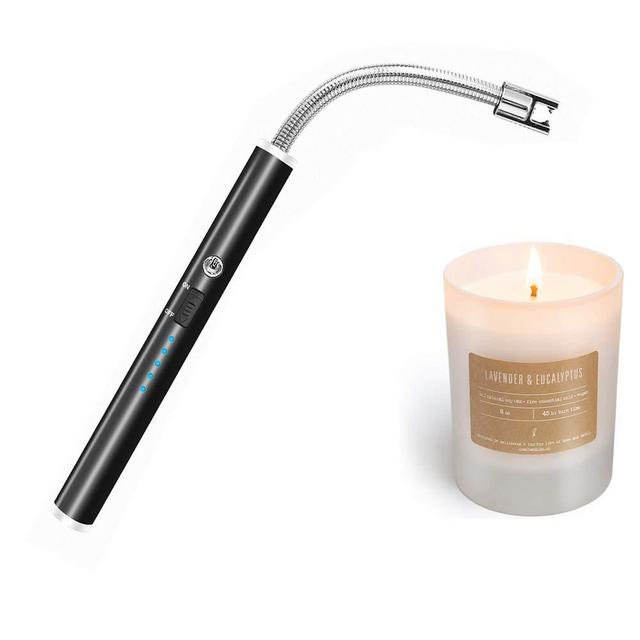 Candle Lighter, USB Rechargeable Flameless Arc Lighter Flexible and Windproof for Candles, Hiking, Camping, Kitchen,Fireplace,etc