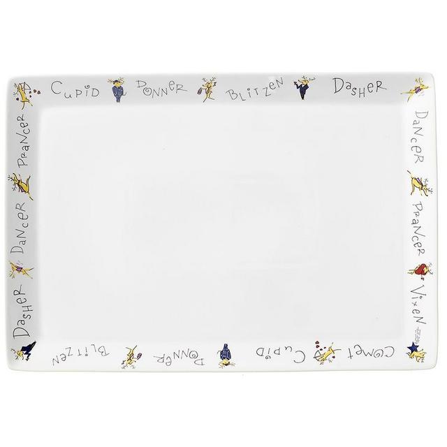 Santa's Reindeer Porcelain Rectangular Serving Platter