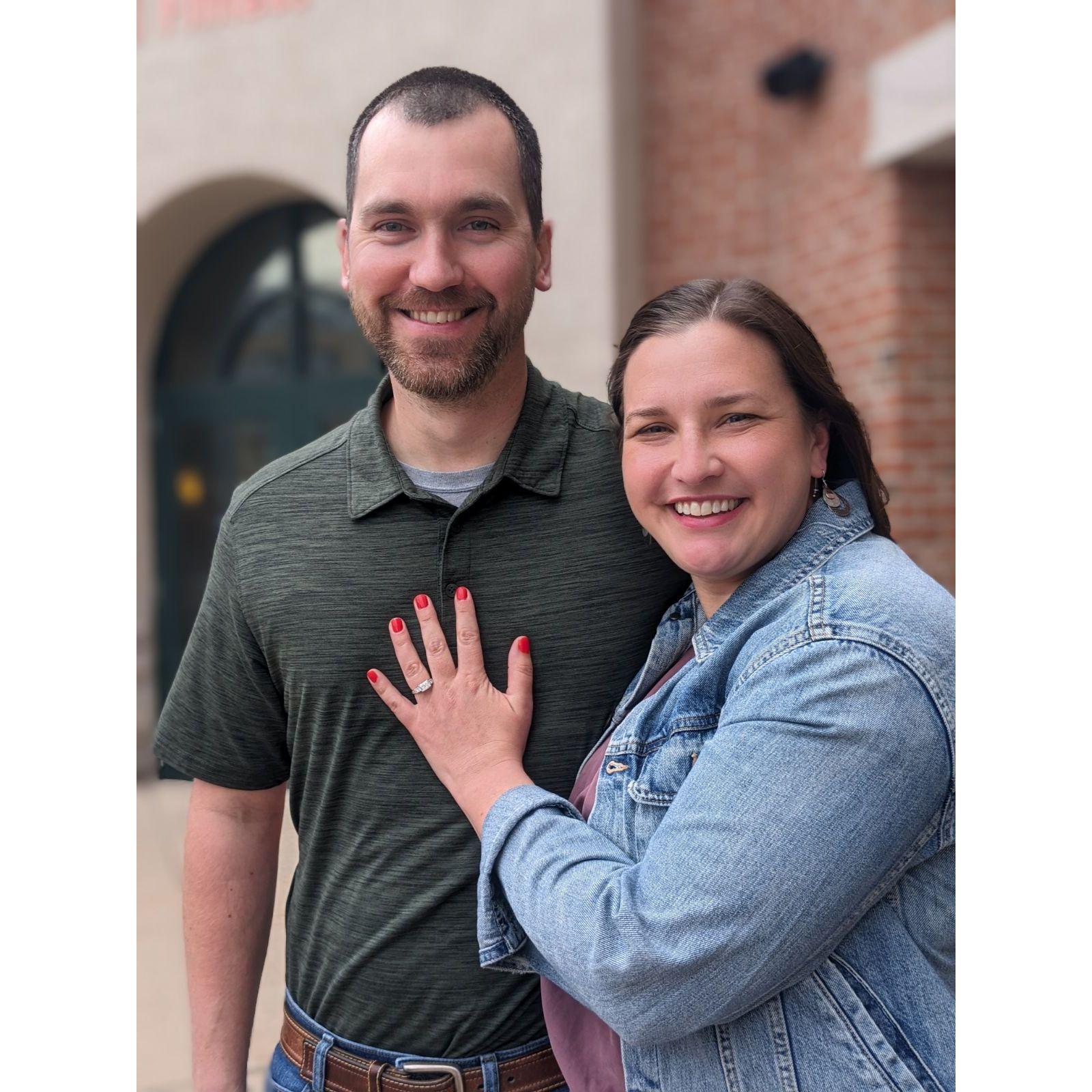 the day after the engagement! April 2024. out to dinner to celebrate with the St. Peter's.