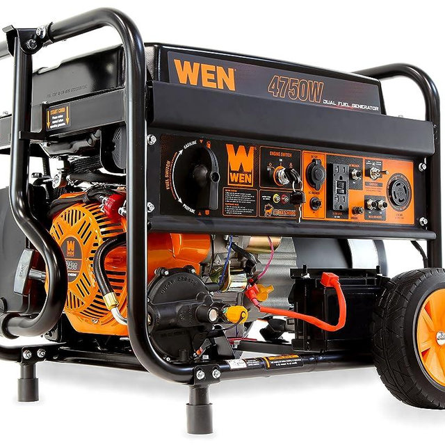 WEN DF475X 4750-Watt Portable Generator with Wheel Kit and CO Shutdown Sensor, Black