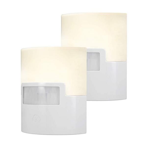 GE, 40 Lumens, Enbrighten LED Night Light, Motion Sensor, 2 Pack, Plug-in, UL Listed, Ideal for Bedroom, Nursery, Bathroom, Kitchen, Hallway, White, 46632, 2 Count